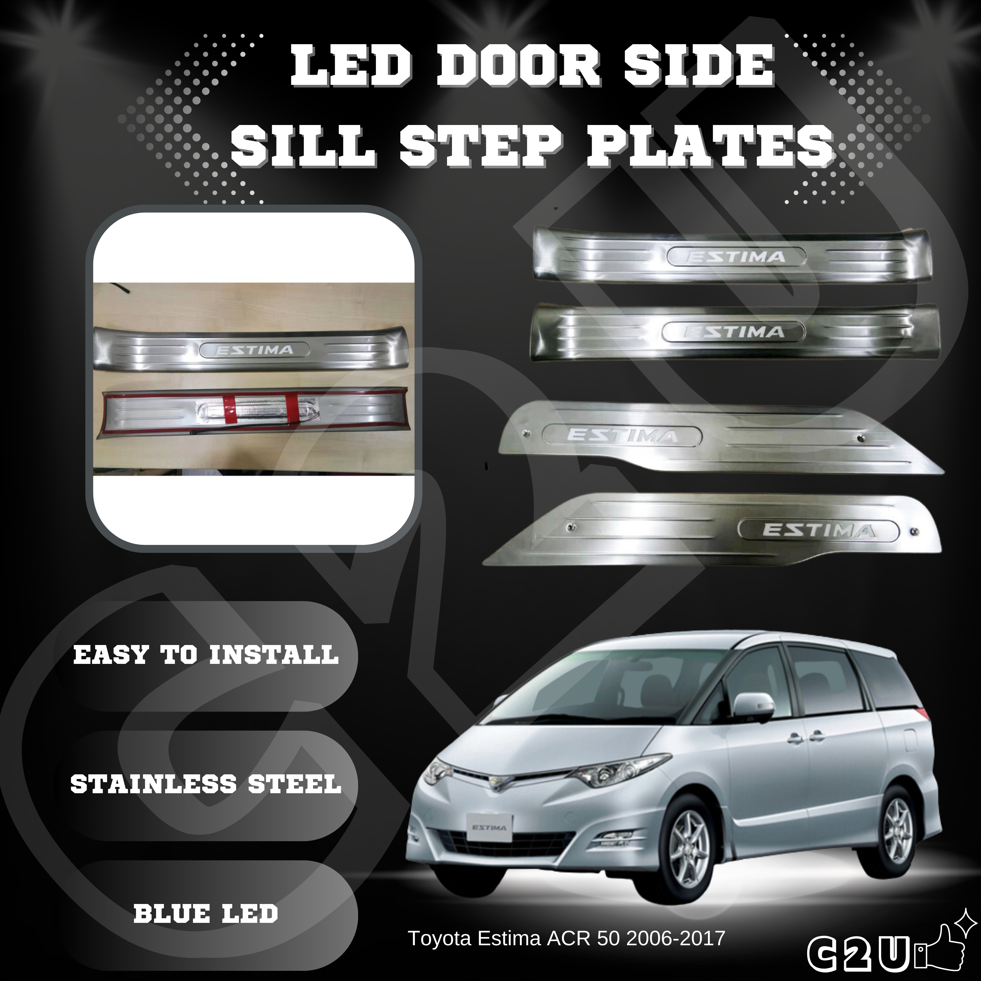 LED Door Side Sill Step Plates ESTIMA