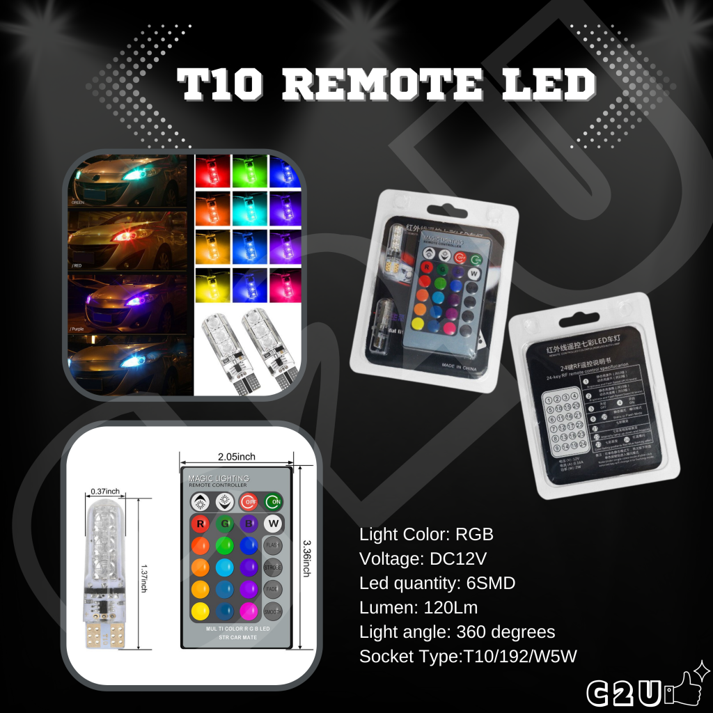 Remote Led Smd Remote Control LED T10 5050 Car LED Bulb 6 SMD Rainbow W5w 501 Light ...